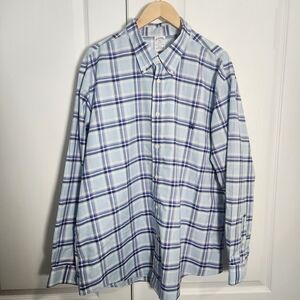 Brooks Brothers Light Blue and Navy Plaid Button-Down Shirt
